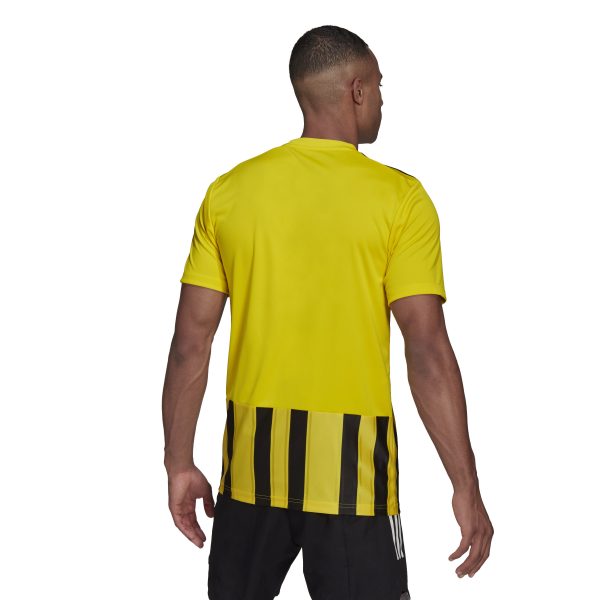 חולצת אדידס קצרה בצבע צהוב פסים שחורים לאורך