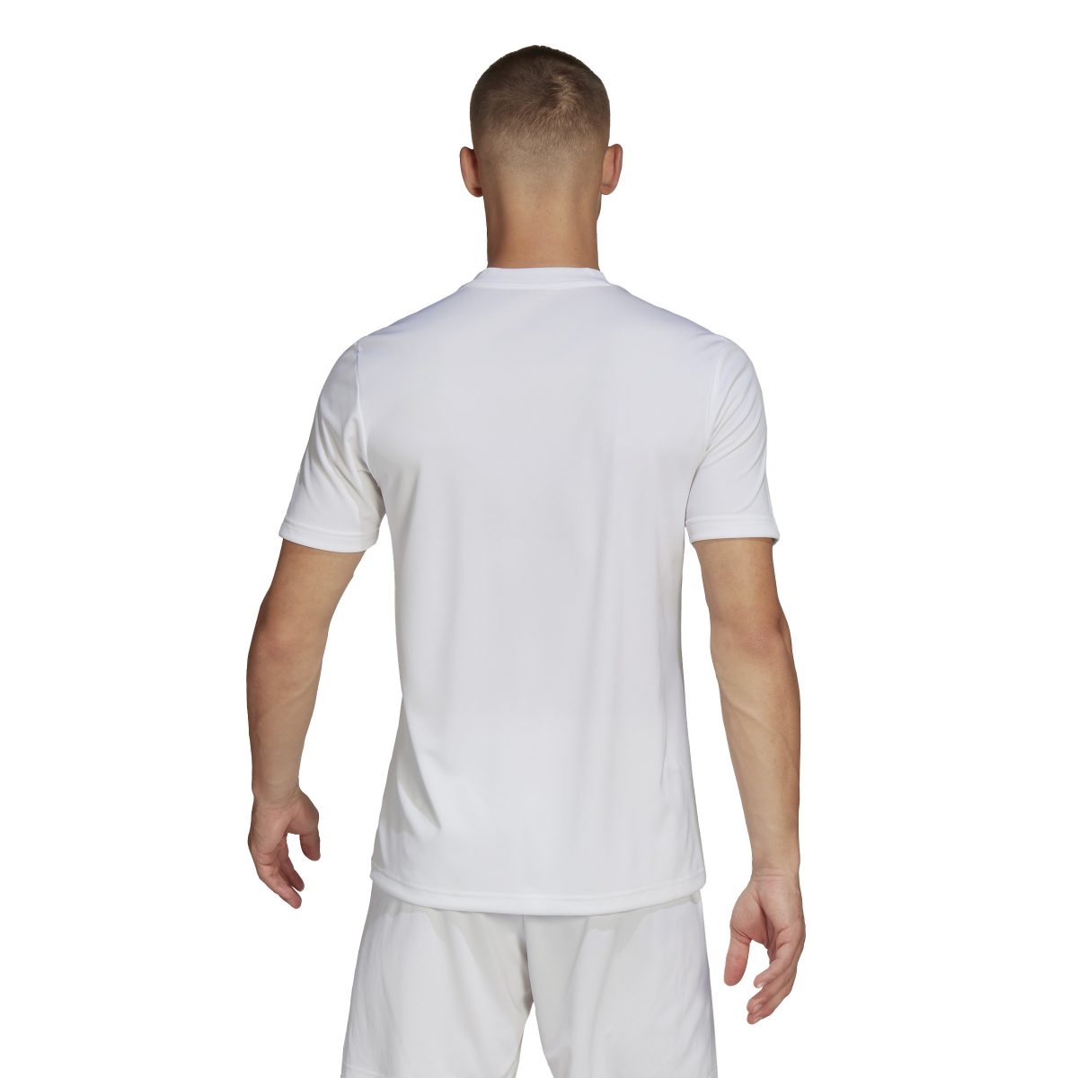 חולצת אדידס קצרה בצבע לבן פסים באלכסון בצבע אפור בהיר