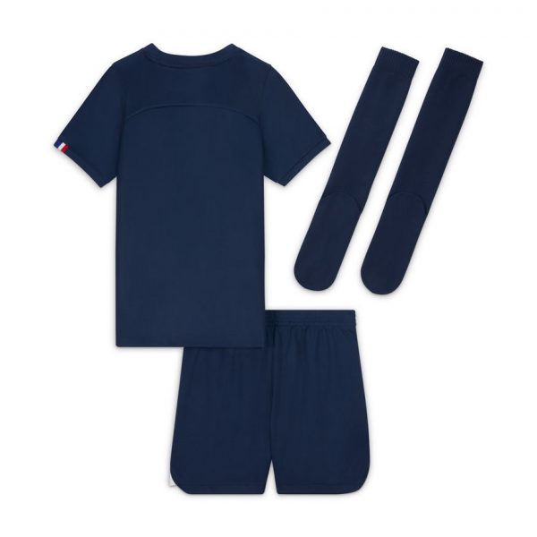 חליפת ילדים נייקי של פריס סן ג'רמן כחול כהה עם גרבי כדורגל גבוהות