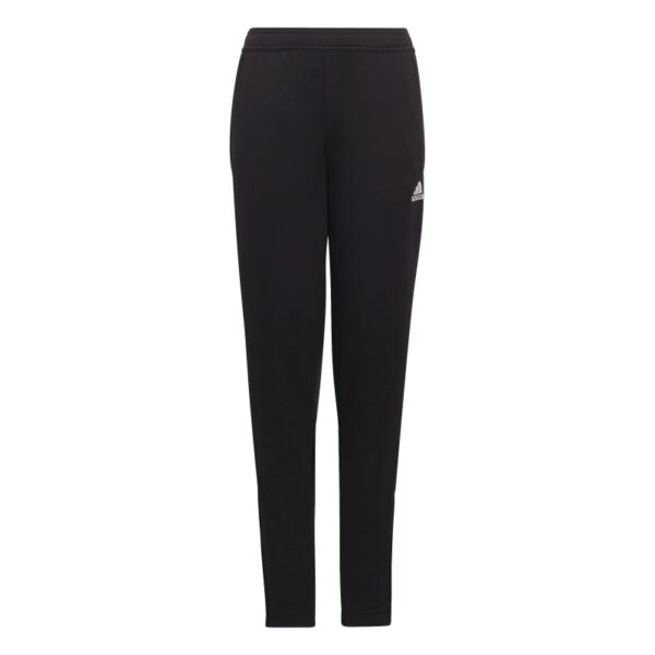 מכנס אימון ילדים שחור Entrada 22 Training Pants Black Jr שחור עם כיסים ורוכסנים בקרסול לילדים מקדימה