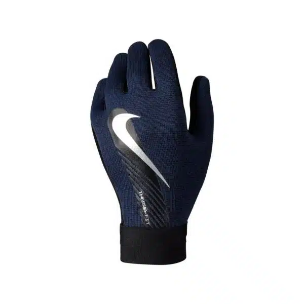 כפפת כדורגל לילדים Nike Therma-FIT Academy גב כף היד עם ווי לבן וכיתוב בקטן