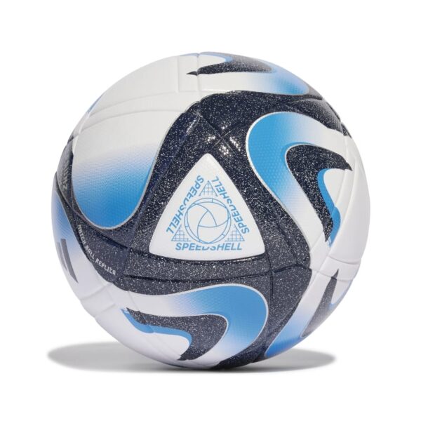 כדור כדורגל אדידס Oceaunz LGE PC צבע לבן תכלת וכחול כהה מאוד עם נצנצים