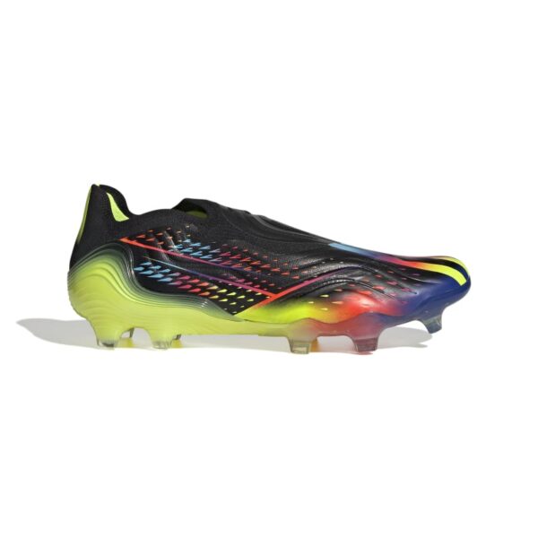 נעלי כדורגל Adidas Copa Sense+ FG צבע שחור, סוליה ופסים בצבעי קשת זוהרים
