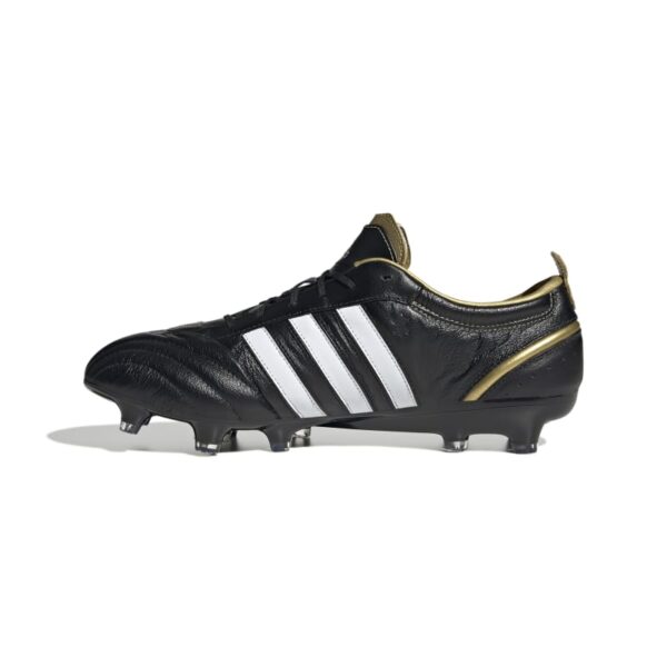 נעלי כדורגל Adidas Adipure FG שחורות עם פסים בלבן ואלמנטים דקים בזהב