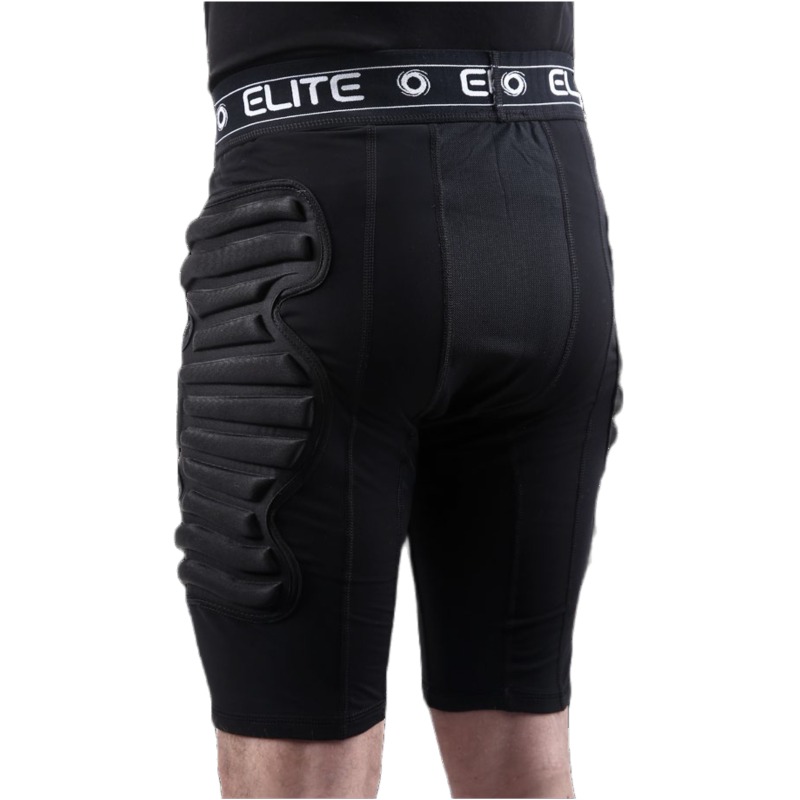 Elite Bads* Compression Shorts 7MM על שוער תמונה מהמותן עד הברכיים מאחור גוף מופנה שמאל